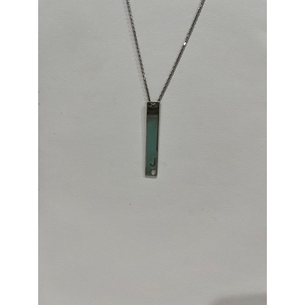 Silver tone J initial charm Necklace